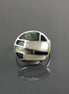 Round Shell Ring, Sterling Silver, White Mother of Pearl, Grey Paua with Onyx Stone, Horizontal Mosaic Stone, Geometric Ring, Woman Ring