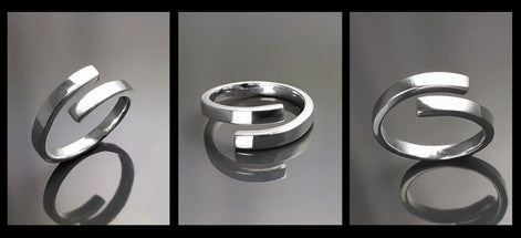 Open Crossing band Ring, Sterling Silver, Bypass Wrap Ring, Modern Wrapping jewelry, Square Wire Band Ring, Strong Square Cross Ring