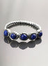 Blue Lapis Round Stones Ring, Sterling Silver, Genuine Lapis Blue Stone, Braided Band, Rope Antique Jewelry, Stackable Ring, Dark Blue Ring