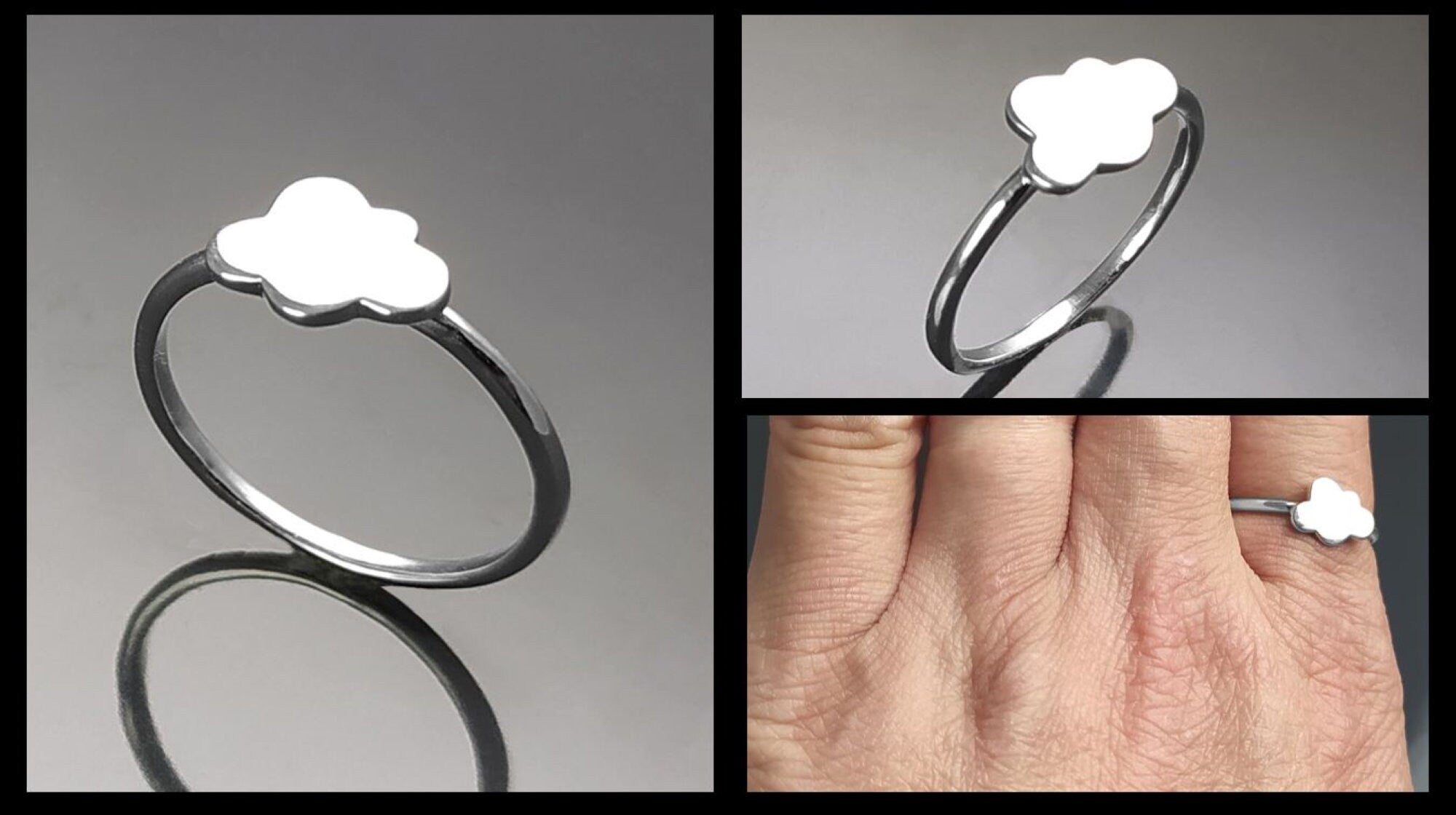 Cloud Ring, Sterling Silver, Cumulus Ring, Sky Ring, Tiny Wish Jewelry, Engravable Initials Ring