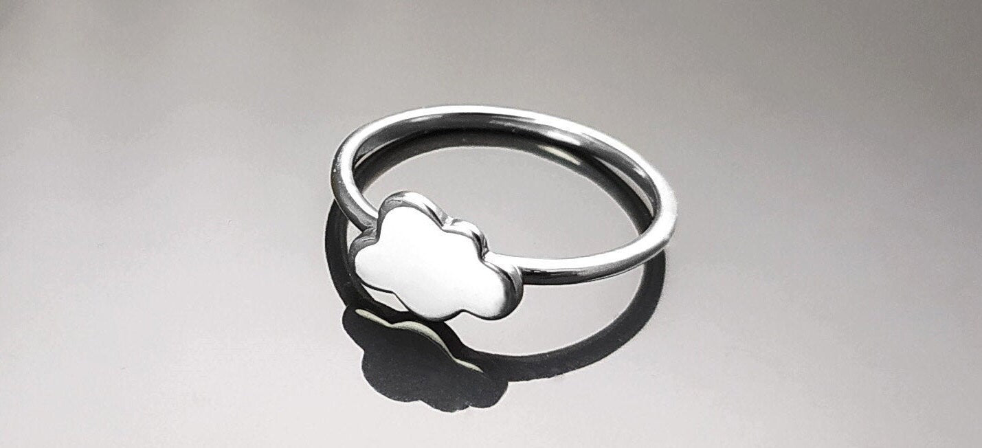 Cloud Ring, Sterling Silver, Cumulus Ring, Sky Ring, Tiny Wish Jewelry, Engravable Initials Ring