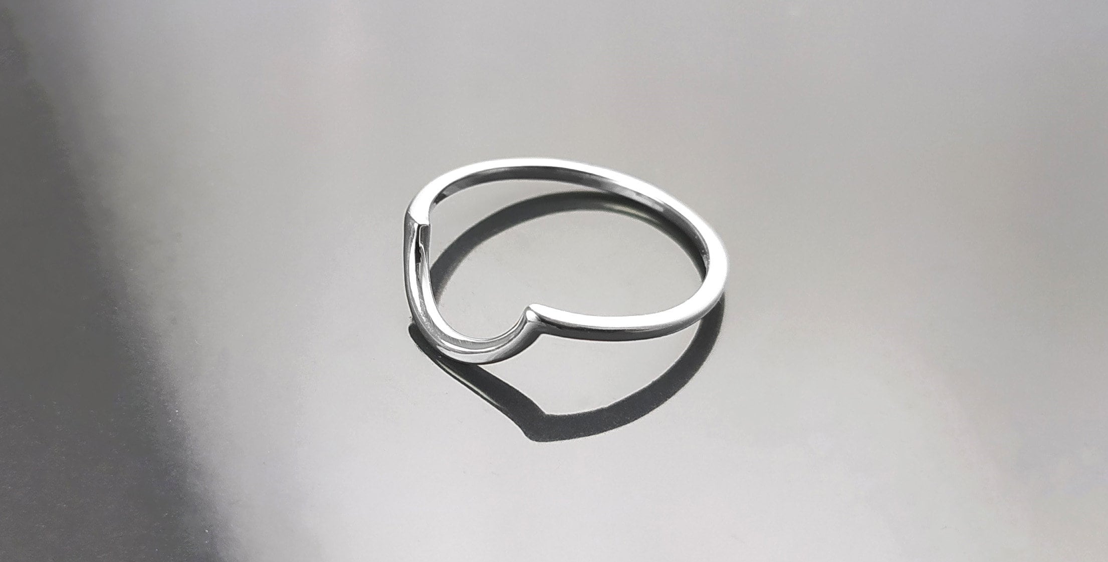 Sterling Silver Arc Ring, Modern Minimalist Curved Band