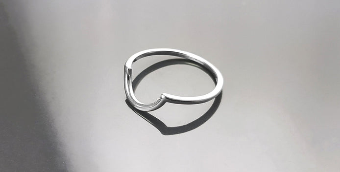 Sterling Silver Arc Ring, Modern Minimalist Curved Band