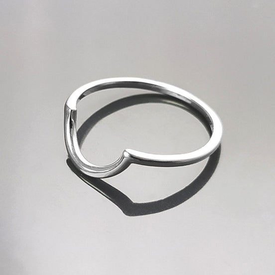 Sterling Silver Arc Ring, Modern Minimalist Curved Band