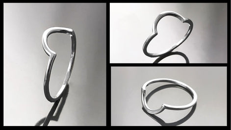 Sterling Silver Arc Ring, Modern Minimalist Curved Band