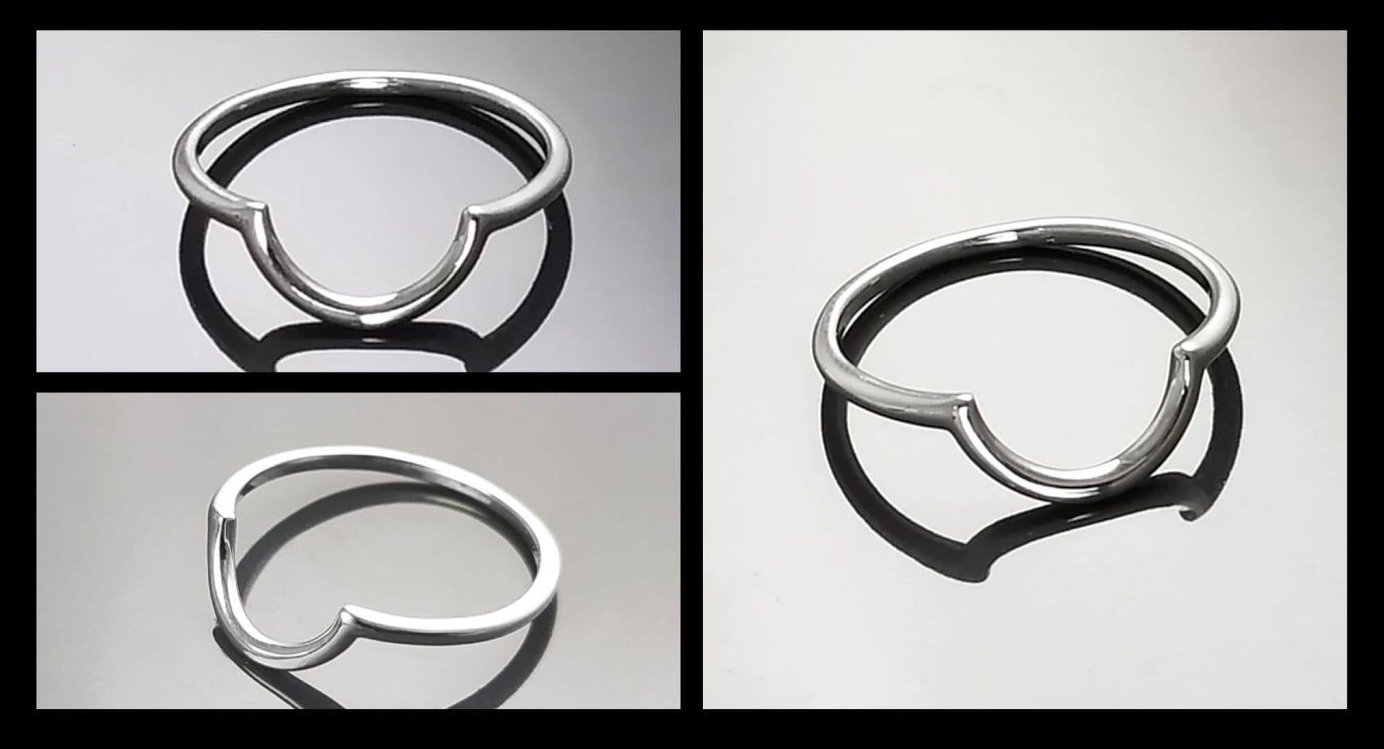 Sterling Silver Arc Ring, Modern Minimalist Curved Band