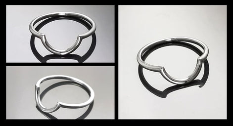 Sterling Silver Arc Ring, Modern Minimalist Curved Band