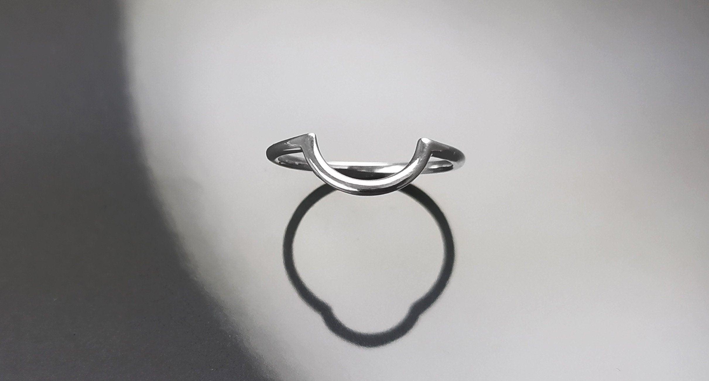 Sterling Silver Arc Ring, Modern Minimalist Curved Band