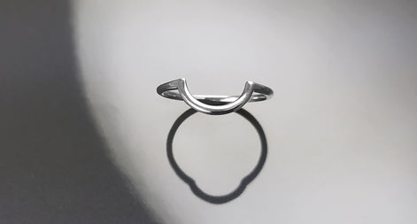 Sterling Silver Arc Ring, Modern Minimalist Curved Band