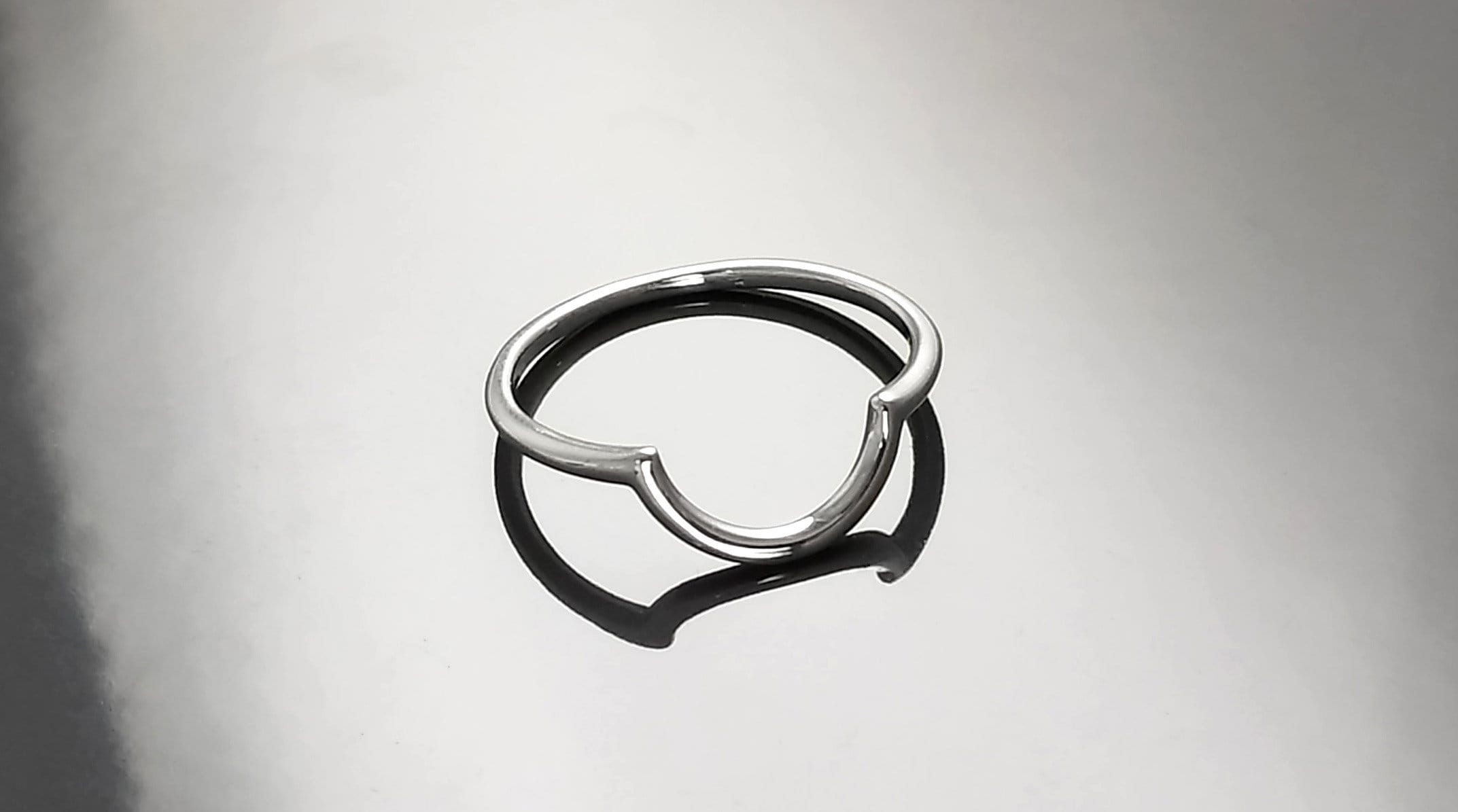 Sterling Silver Arc Ring, Modern Minimalist Curved Band