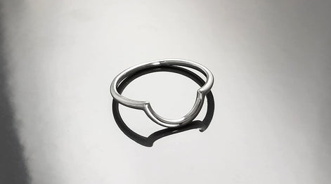 Sterling Silver Arc Ring, Modern Minimalist Curved Band