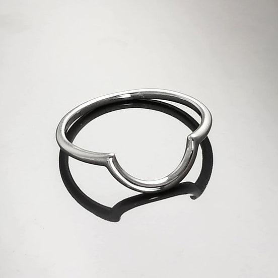 Sterling Silver Arc Ring, Modern Minimalist Curved Band
