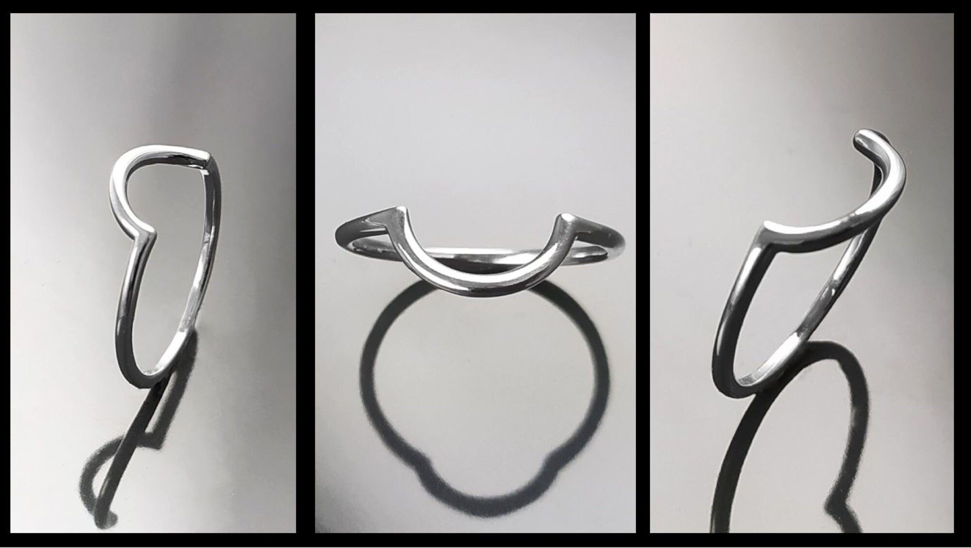 Sterling Silver Arc Ring, Modern Minimalist Curved Band