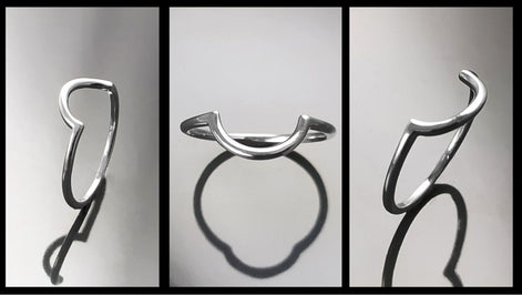 Sterling Silver Arc Ring, Modern Minimalist Curved Band