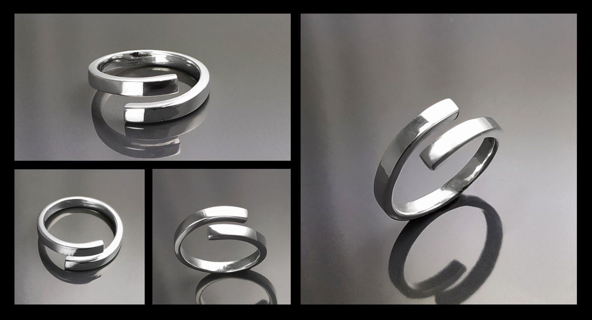 Open Crossing band Ring, Sterling Silver, Bypass Wrap Ring, Modern Wrapping jewelry, Square Wire Band Ring, Strong Square Cross Ring