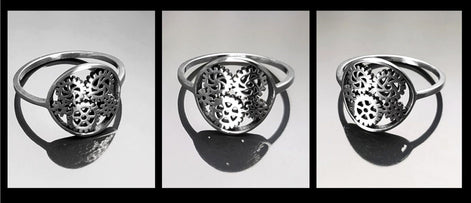 Engrenages ring, sterling silver, gear ring, engineering jewelry, clock mechanical jewelry, transmission ring, Steampunk Geometry Round Ring