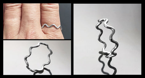 Wave Band Ring, Sterling Silver, Twisted Wavy Band, Waves ring, Wave Band Ring, Beat Ring, Twisty Ring, Undulating ring, Stackable Ring
