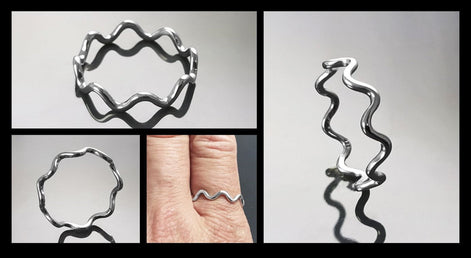 Wave Band Ring, Sterling Silver, Twisted Wavy Band, Waves ring, Wave Band Ring, Beat Ring, Twisty Ring, Undulating ring, Stackable Ring
