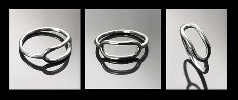 modern geometrical ring, sterling silver, horizontal ring, Oval Hollow minimalist jewelry, dainty everyday jewelry, stacking circle ring