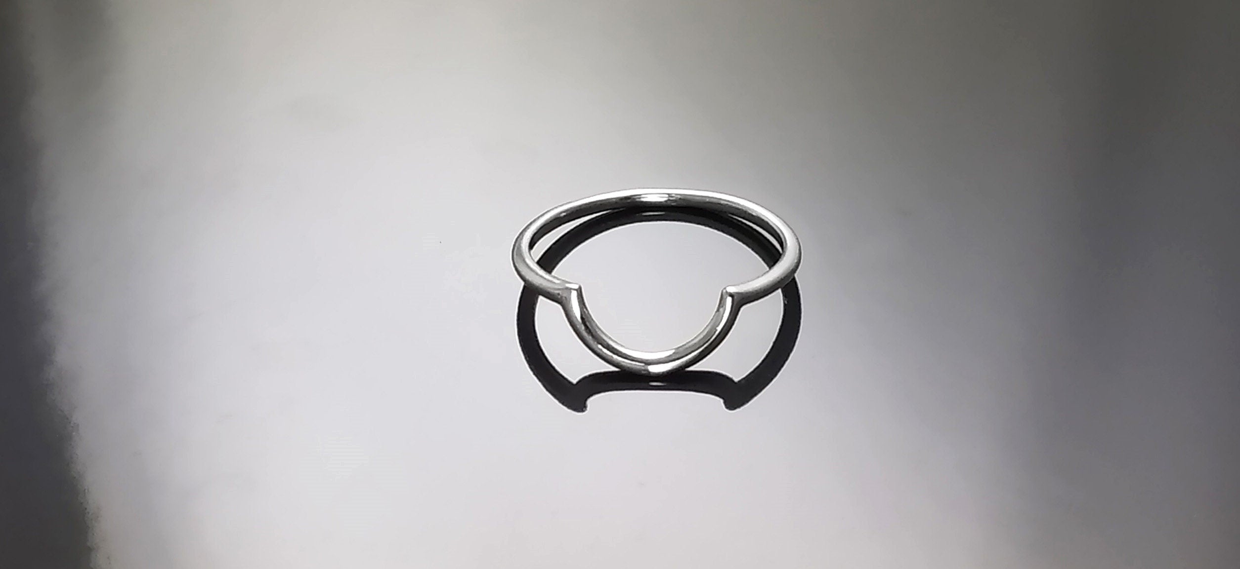 Sterling Silver Arc Ring, Modern Minimalist Curved Band