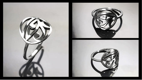 Sterling Silver Eye of Horus Ring, Ancient Egyptian Talisman Jewelry