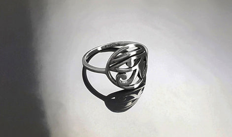 Sterling Silver Eye of Horus Ring, Ancient Egyptian Talisman Jewelry