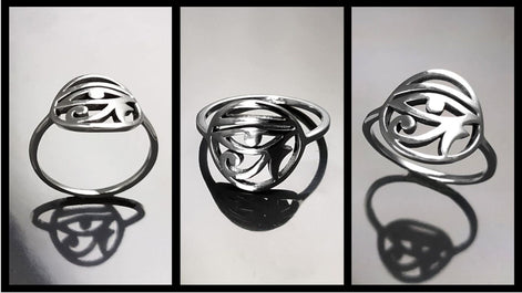 Sterling Silver Eye of Horus Ring, Ancient Egyptian Talisman Jewelry