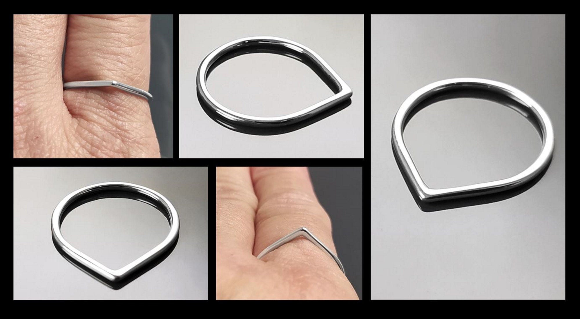 Chevron ring, sterling silver, Thorn pointy ring, V Band Ring, Spike Ring, Pick Ring, Stackable Peak Modern Minimalist Ring