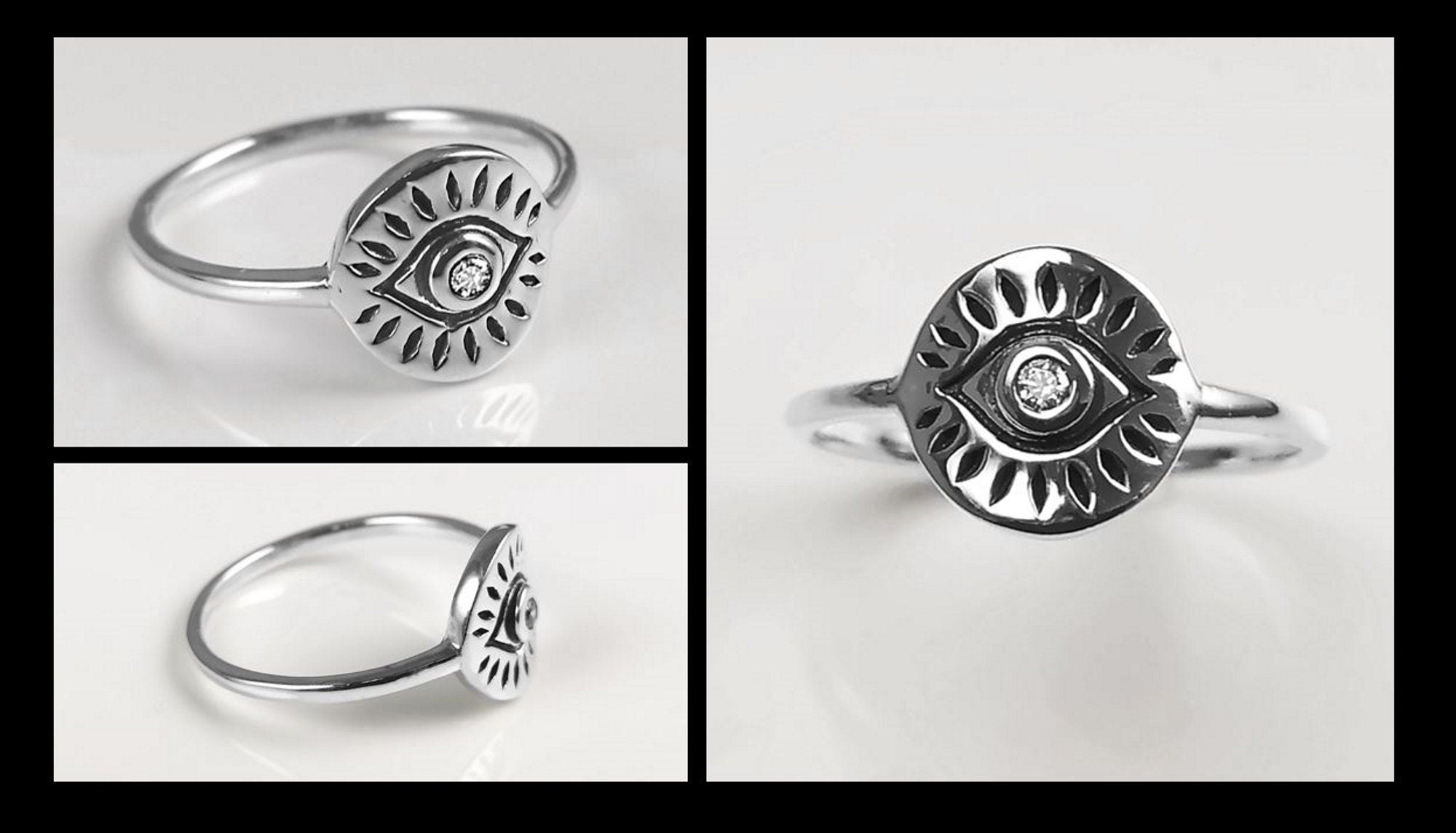 Third Eye Ring, Sterling Silver, Evil Eye Ring, Witch Ring, Evil Eye Jewelry, Witchy Ring, Chakra Open Eye Protection Amulet, Tarot Ring