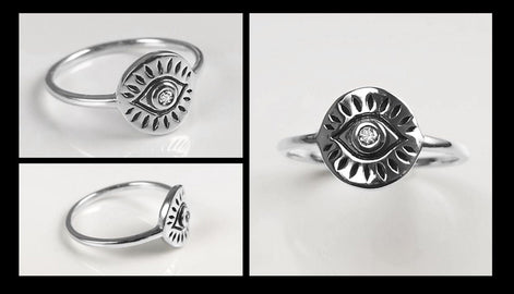 Third Eye Ring, Sterling Silver, Evil Eye Ring, Witch Ring, Evil Eye Jewelry, Witchy Ring, Chakra Open Eye Protection Amulet, Tarot Ring
