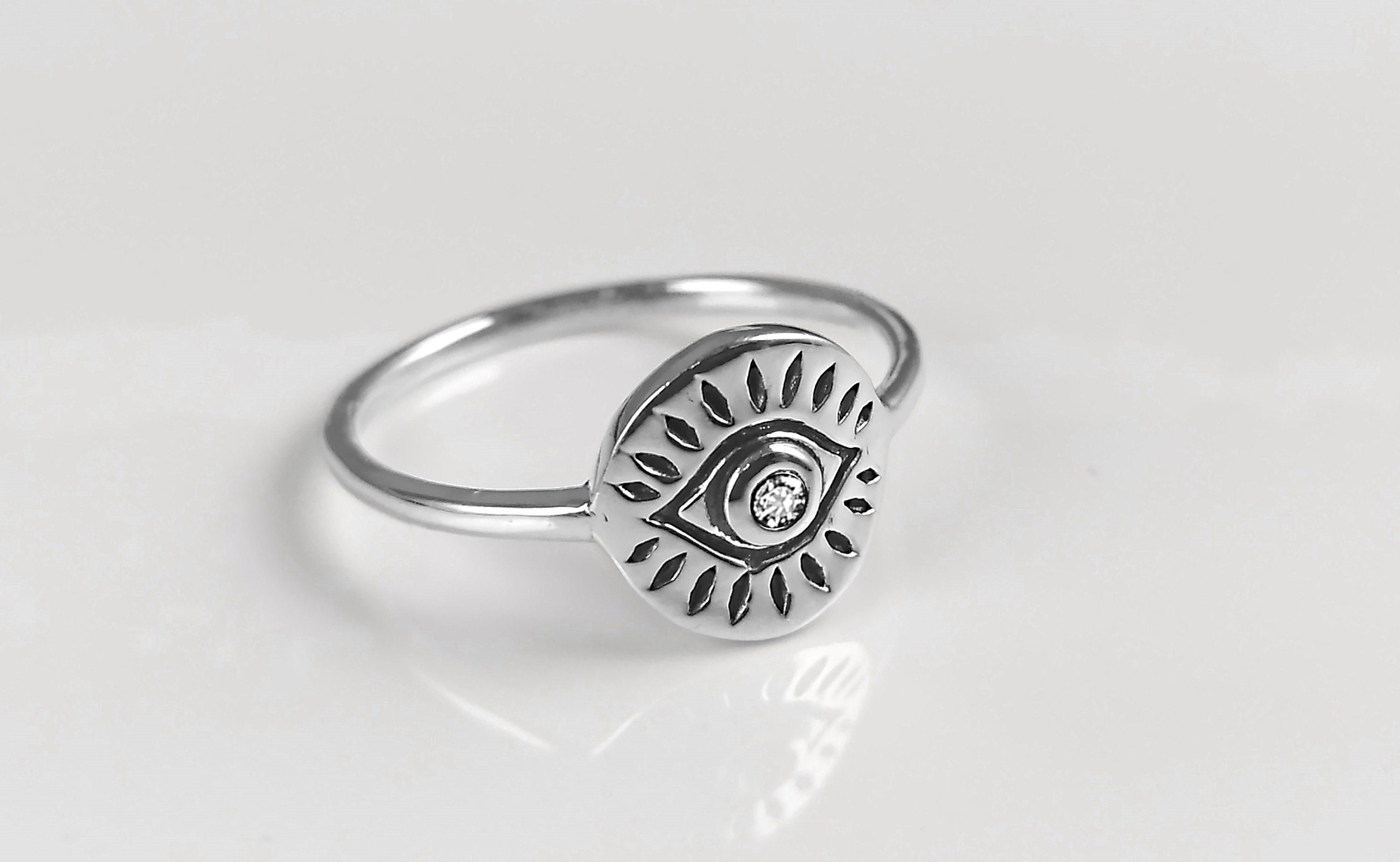 Third Eye Ring, Sterling Silver, Evil Eye Ring, Witch Ring, Evil Eye Jewelry, Witchy Ring, Chakra Open Eye Protection Amulet, Tarot Ring