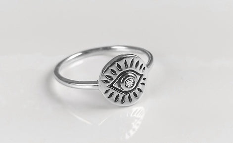 Third Eye Ring, Sterling Silver, Evil Eye Ring, Witch Ring, Evil Eye Jewelry, Witchy Ring, Chakra Open Eye Protection Amulet, Tarot Ring