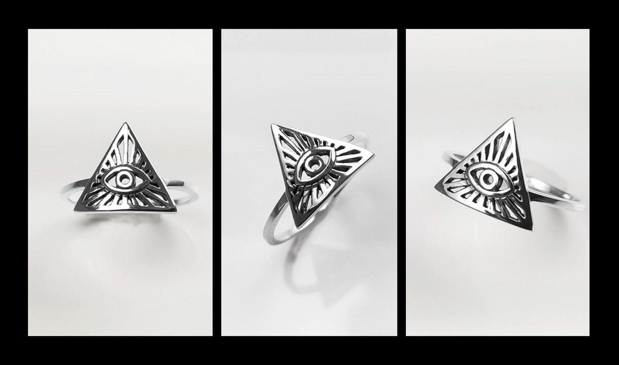 Eye Ring, Sterling Silver, All Seeing Omniscient Eye Jewelry, Eye of God, Tarot Ring, Eye of Providence, Magic Witch Amulet Protection