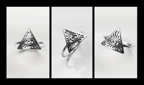 Eye Ring, Sterling Silver, All Seeing Omniscient Eye Jewelry, Eye of God, Tarot Ring, Eye of Providence, Magic Witch Amulet Protection