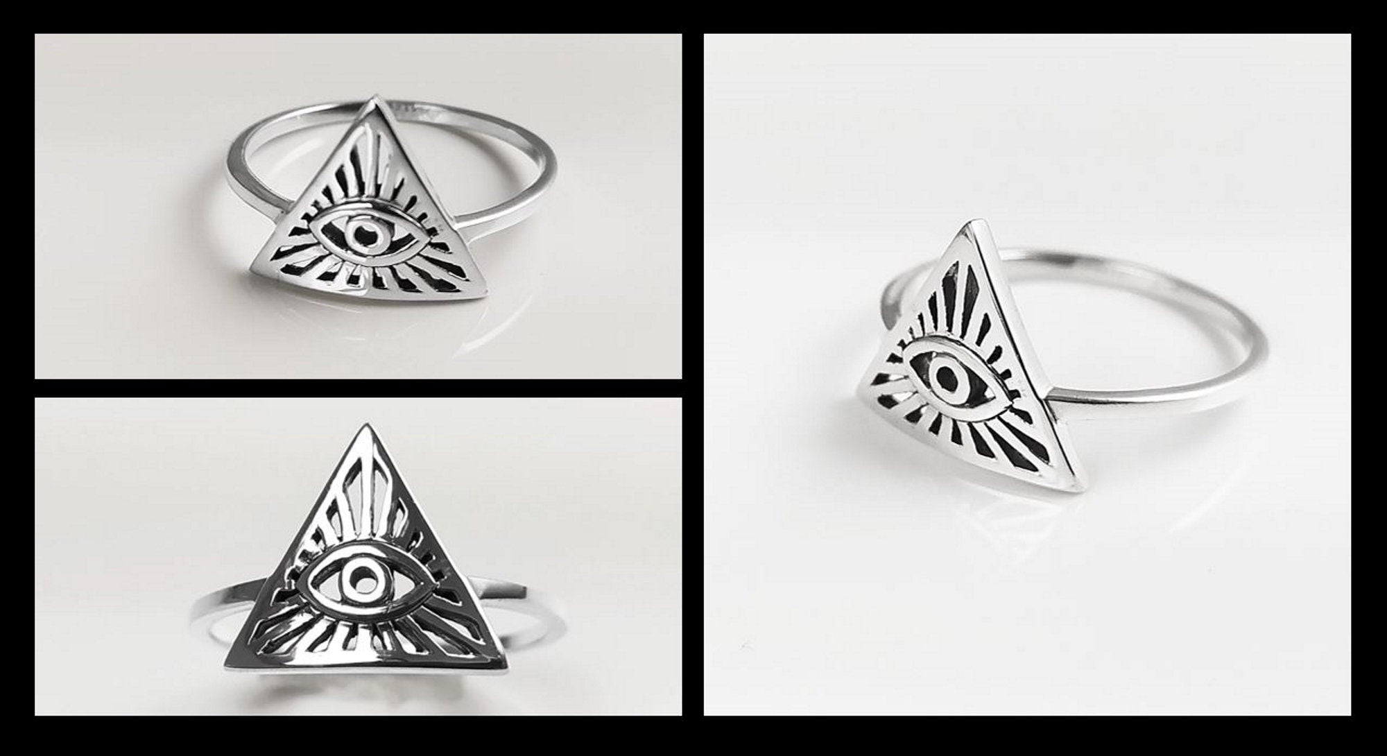 Eye Ring, Sterling Silver, All Seeing Omniscient Eye Jewelry, Eye of God, Tarot Ring, Eye of Providence, Magic Witch Amulet Protection