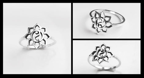 Lotus Yin Yang Ring, Sterling Silver, Spiritual Jewelry, Oriental Asian Zen Jewelry, Balance Yoga Ring, Mandala Spirit Ring