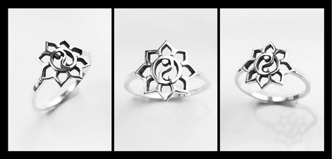 Lotus Yin Yang Ring, Sterling Silver, Spiritual Jewelry, Oriental Asian Zen Jewelry, Balance Yoga Ring, Mandala Spirit Ring