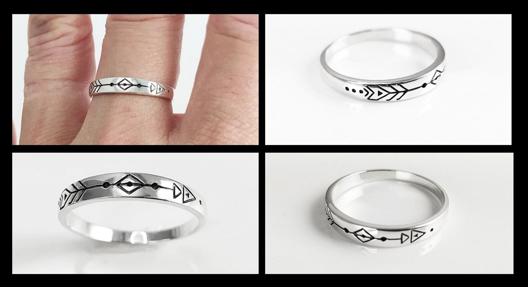 Forward Arrow Ring, Sterling Silver 925, Moving Forward Tattoo Engraved Band Ring, Native Indian Symbol Jewelry, silver Ring, Silver Band