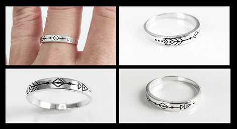 Forward Arrow Ring, Sterling Silver 925, Moving Forward Tattoo Engraved Band Ring, Native Indian Symbol Jewelry, silver Ring, Silver Band