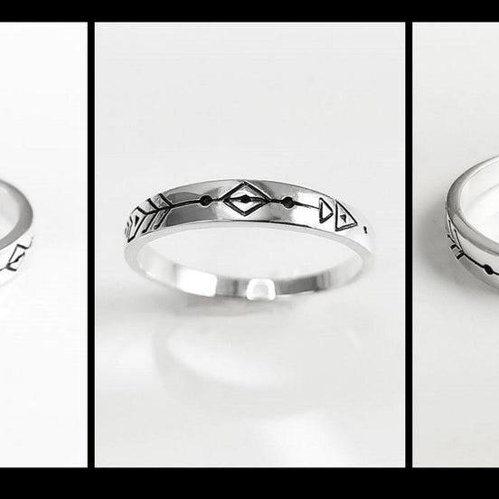 Forward Arrow Ring, Sterling Silver 925, Moving Forward Tattoo Engraved Band Ring, Native Indian Symbol Jewelry, silver Ring, Silver Band