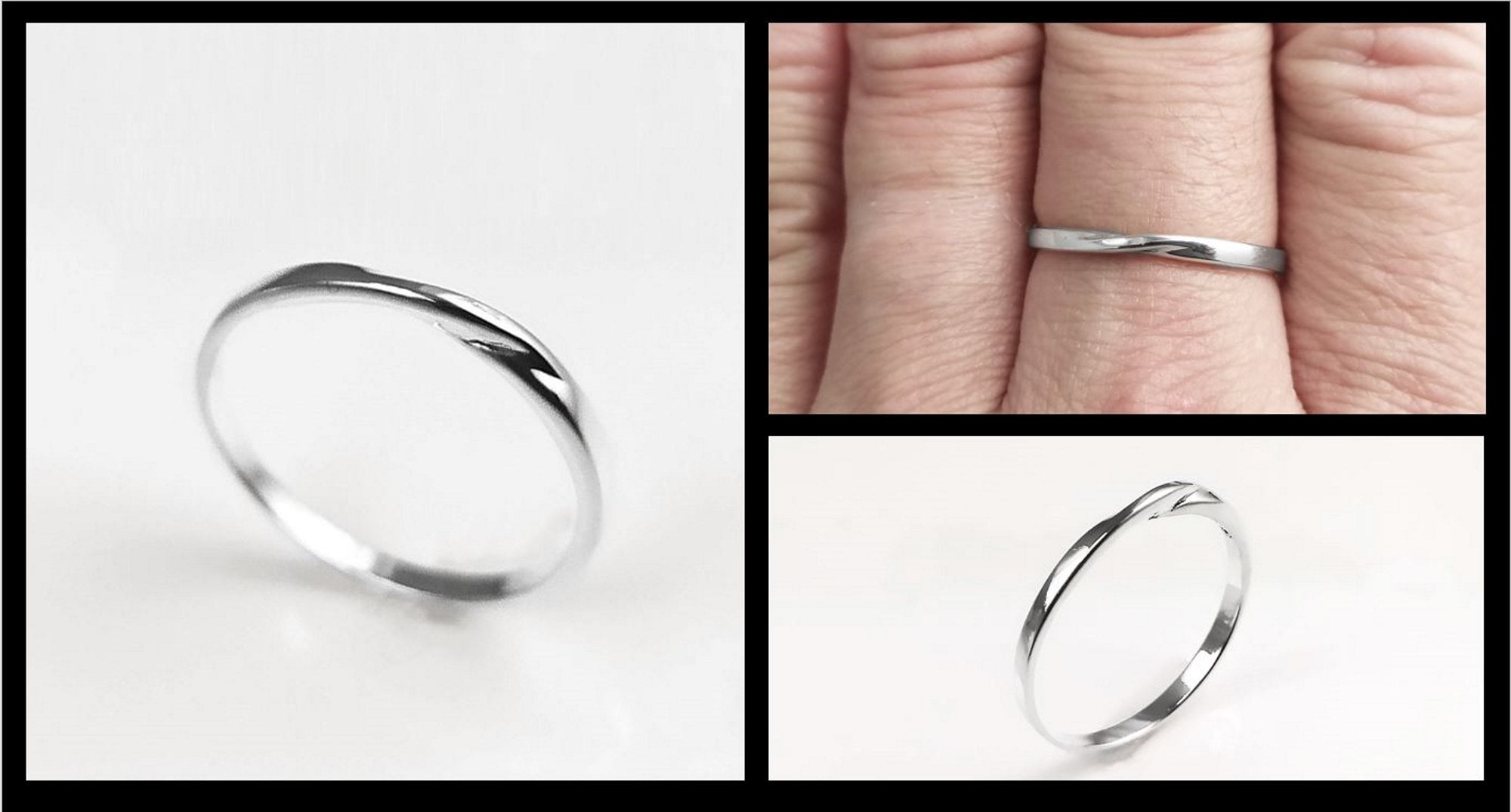 Mobius Ring, Slightly Twisted Band Ring, Sterling Silver, Minimalist Dainty Endless Twist Knot, Promise Ring, Infinity wedding band ring