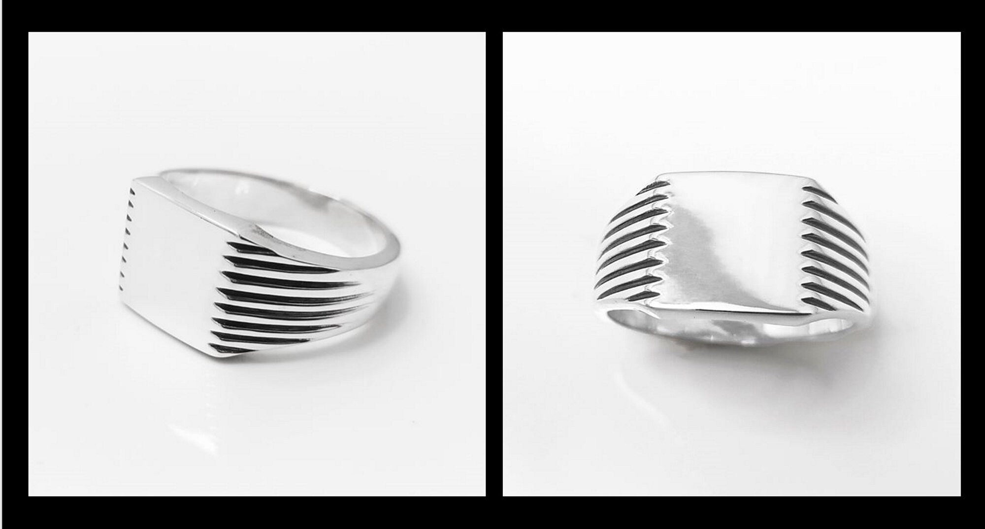 Sterling Silver Signet Ring, Square Cushion, Mens Jewelry