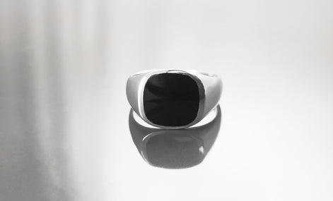 Sterling Silver Black Onyx Signet Ring – Modern Hipster Jewelry