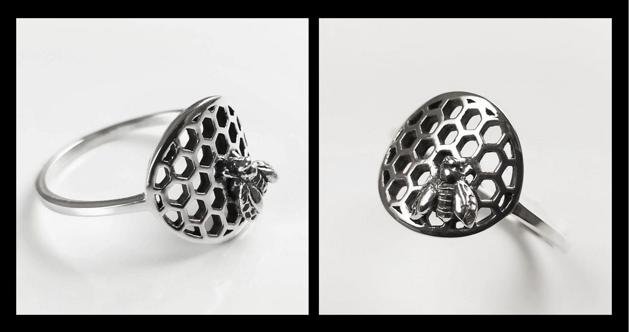 Honeycomb Ring, Sterling Silver, Beehive Jewelry, Bumble Bee, Bee Honeycomb Nature Jewelry, Honeycomb Core, Bug Ring, Gifts For Bee Lovers