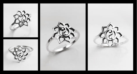 Lotus Yin Yang Ring, Sterling Silver, Spiritual Jewelry, Oriental Asian Zen Jewelry, Balance Yoga Ring, Mandala Spirit Ring