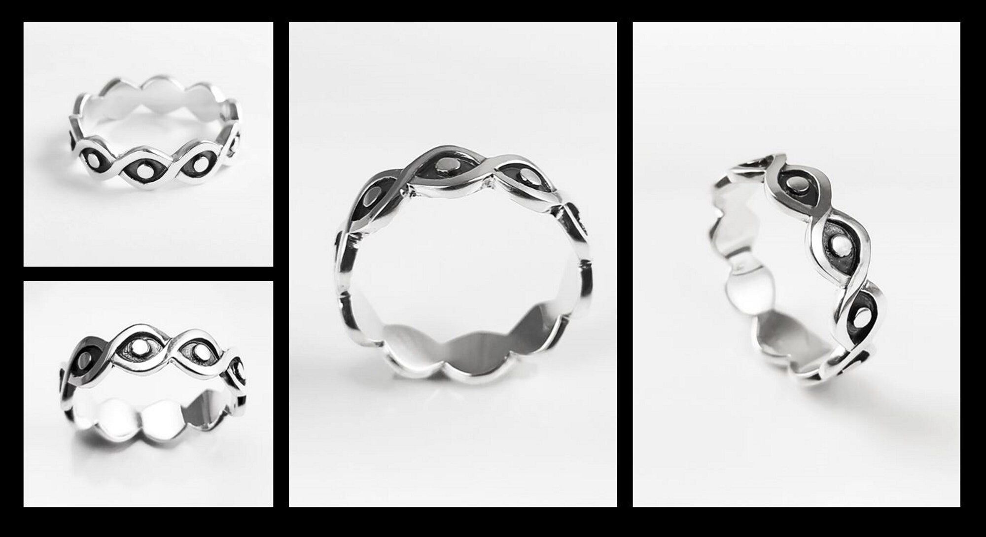 Sterling Silver Third Eye Ring • Evil Eye Protection Jewelry • Good Luck Talisman Band