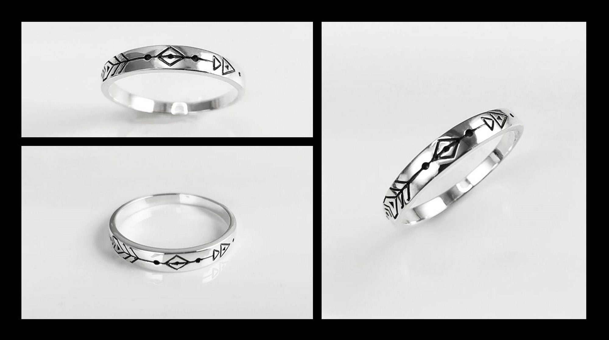Forward Arrow Ring, Sterling Silver 925, Moving Forward Tattoo Engraved Band Ring, Native Indian Symbol Jewelry, silver Ring, Silver Band