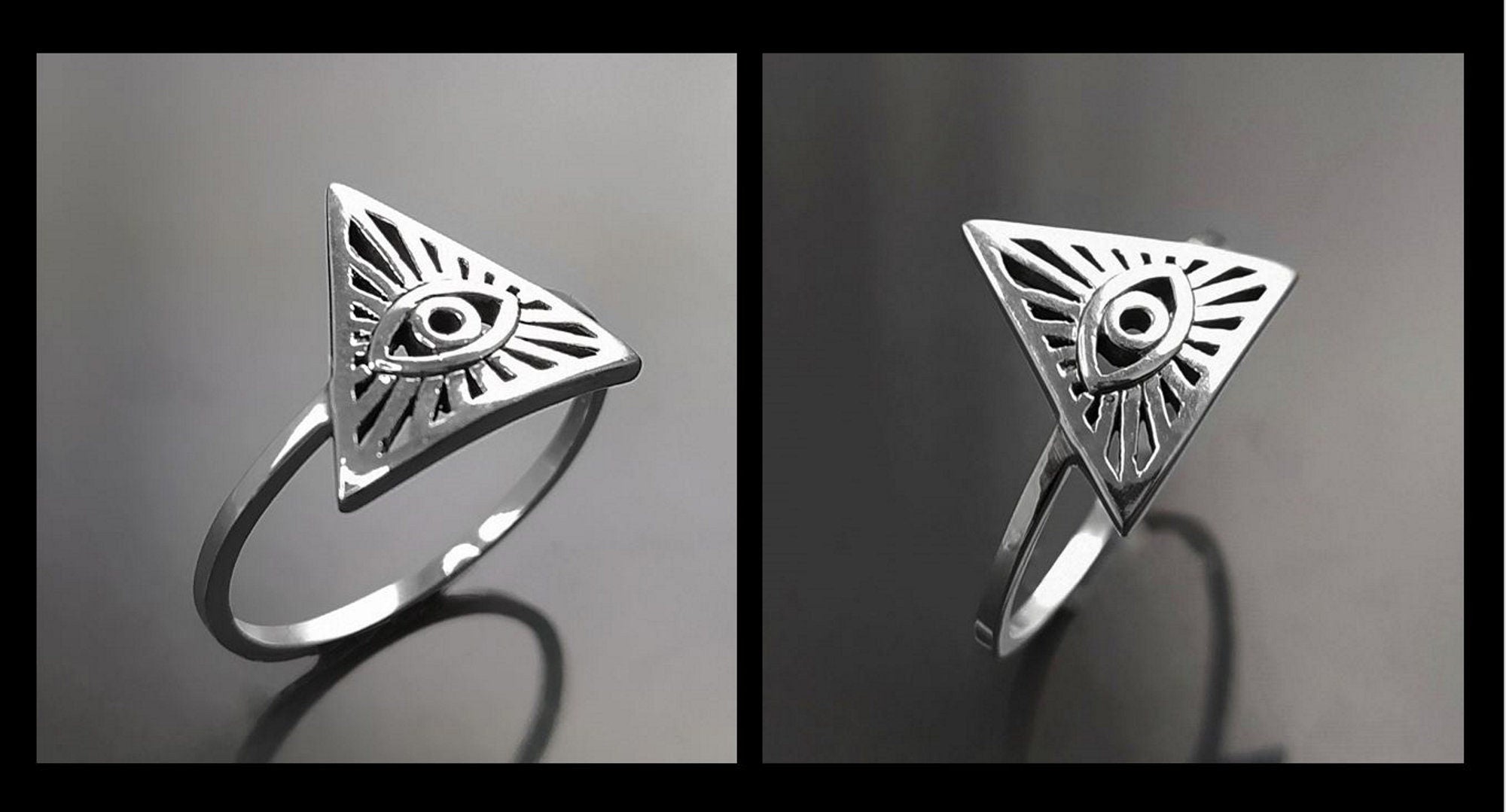 Eye Ring, Sterling Silver, All Seeing Omniscient Eye Jewelry, Eye of God, Tarot Ring, Eye of Providence, Magic Witch Amulet Protection