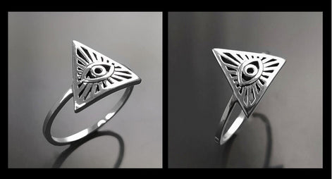 Eye Ring, Sterling Silver, All Seeing Omniscient Eye Jewelry, Eye of God, Tarot Ring, Eye of Providence, Magic Witch Amulet Protection