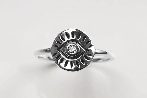 Third Eye Ring, Sterling Silver, Evil Eye Ring, Witch Ring, Evil Eye Jewelry, Witchy Ring, Chakra Open Eye Protection Amulet, Tarot Ring